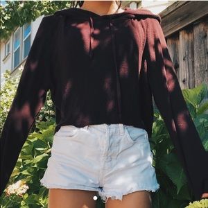 Brandy Melville Maroon Crop Hoodie